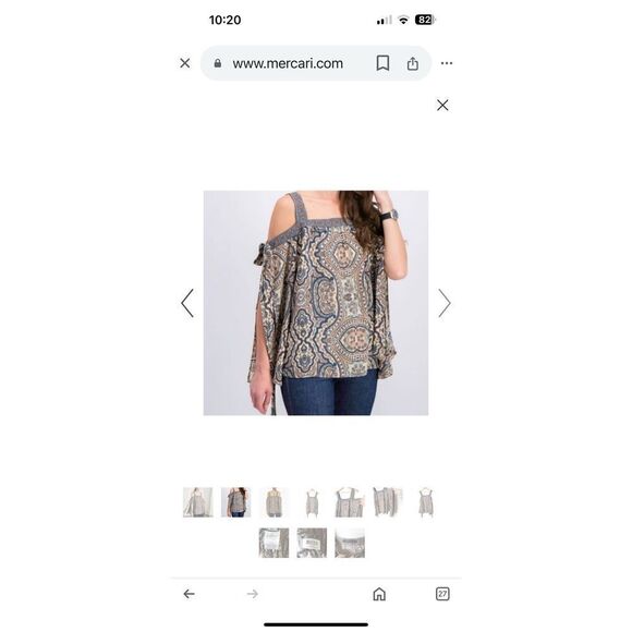 BCBG MaxAzria Size L Off Shoulder Statement Sleeve Paisley Blouse Medallion Boho - Picture 4 of 10